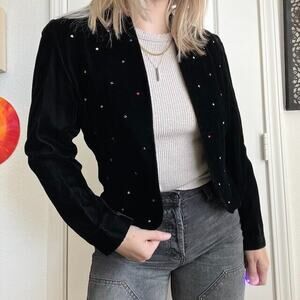 Vintage Y2K IN Group LTD Bedazzled Velvet Jacket Sz 6